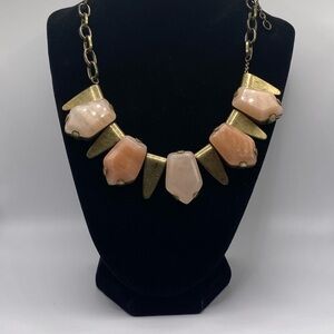 Vintage 2010s J.Crew Stone & Brass Statement Necklace – Iconic Era Jewelry